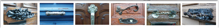 série de poignées de portes décoratives , rue pasteur à Nancy