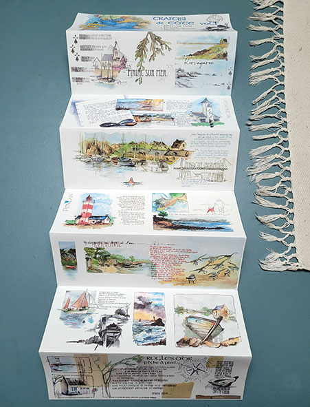 Traits de Côte volume 1 carnet de voyage sous forme de dépliant 11x32 cm qui concerne les villes de Piriac sur Mer, Pénesti